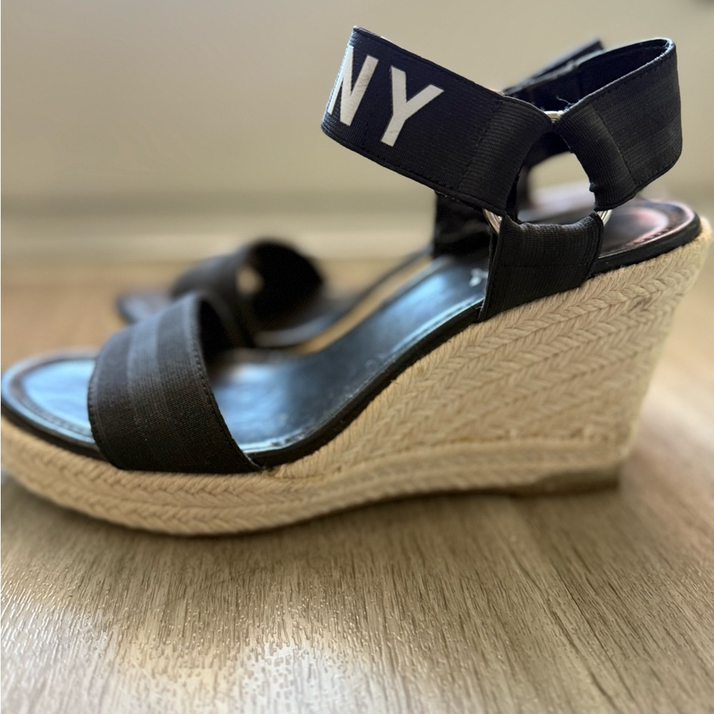 DKNY Black Wedge Sandals